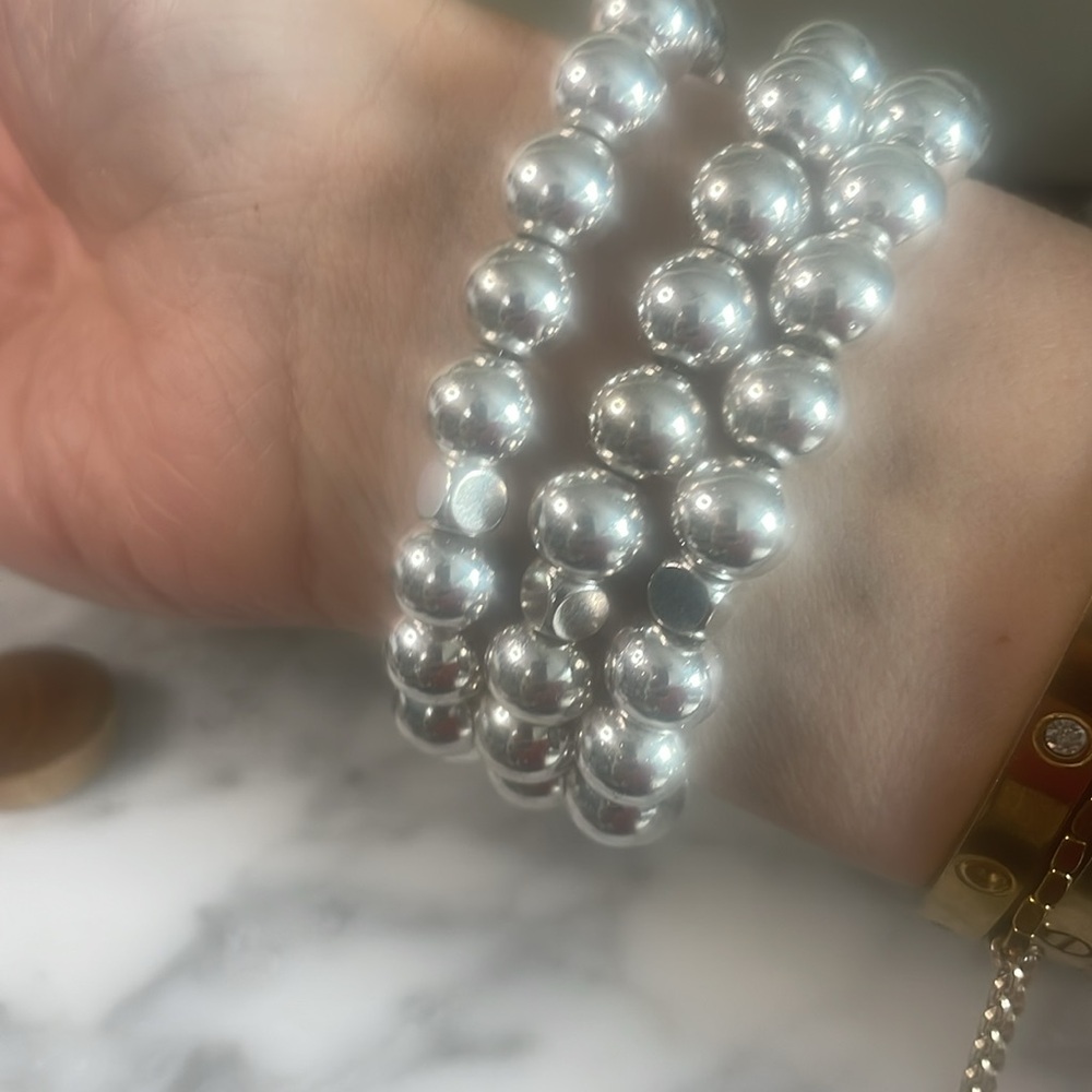 Silver hematite & diamond cut clear quartz bracelet - Picture 4 of 5